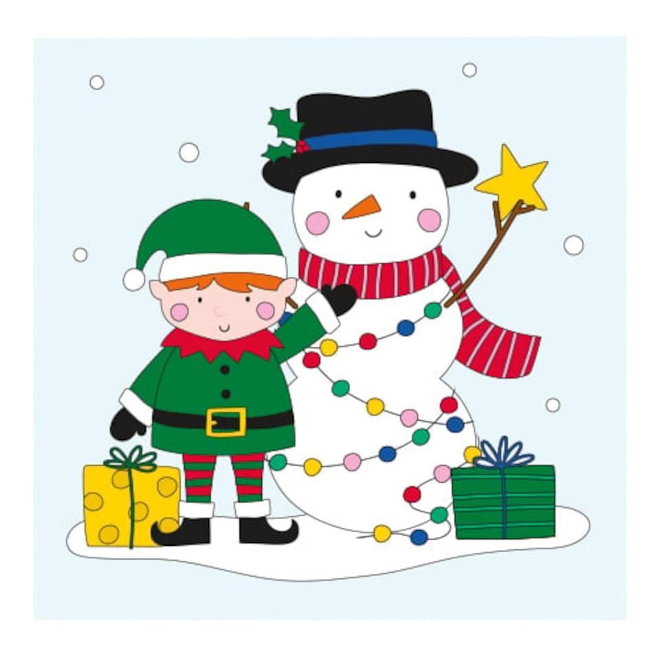 Snowman & Elf Christmas Gel Window Sticker