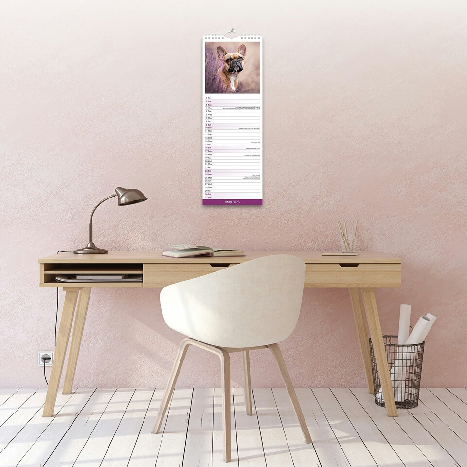 image 1 of French Bulldog Slim 2026 Calendar | Slimline Wall Calendar | Dog Breed Gift | Plastic Free Packaging | by Avonside Publishing [Calendar] Avonside Publishing Ltd