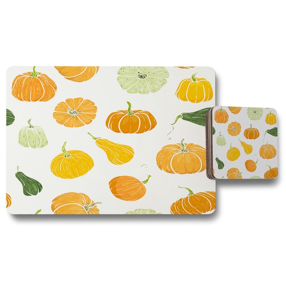 image 1 of pumpkin illustrations (Placemat & Coaster Set)