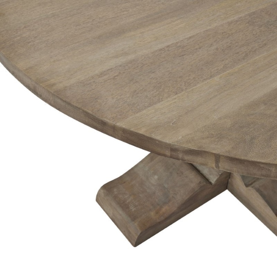 image 1 of Copgrove Collection Round Pedestal Dining Table - Wood - L150 x W150 x H78 cm - Brown Brown