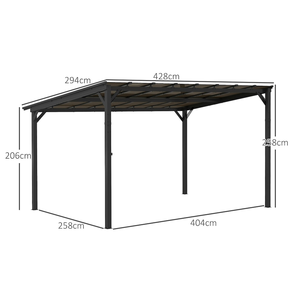 image 1 of 3 x 4.3m Pergola Kit Gazebo with UPF 50+ and Waterproof Polycarbonate Roof