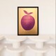 image 2 of Plum Apple On Gold Kitchen Block Home Decor Black Framed Wall Art Print A4