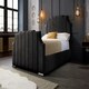 image 3 of Nelson Plush Black King Bed Frame - Black
