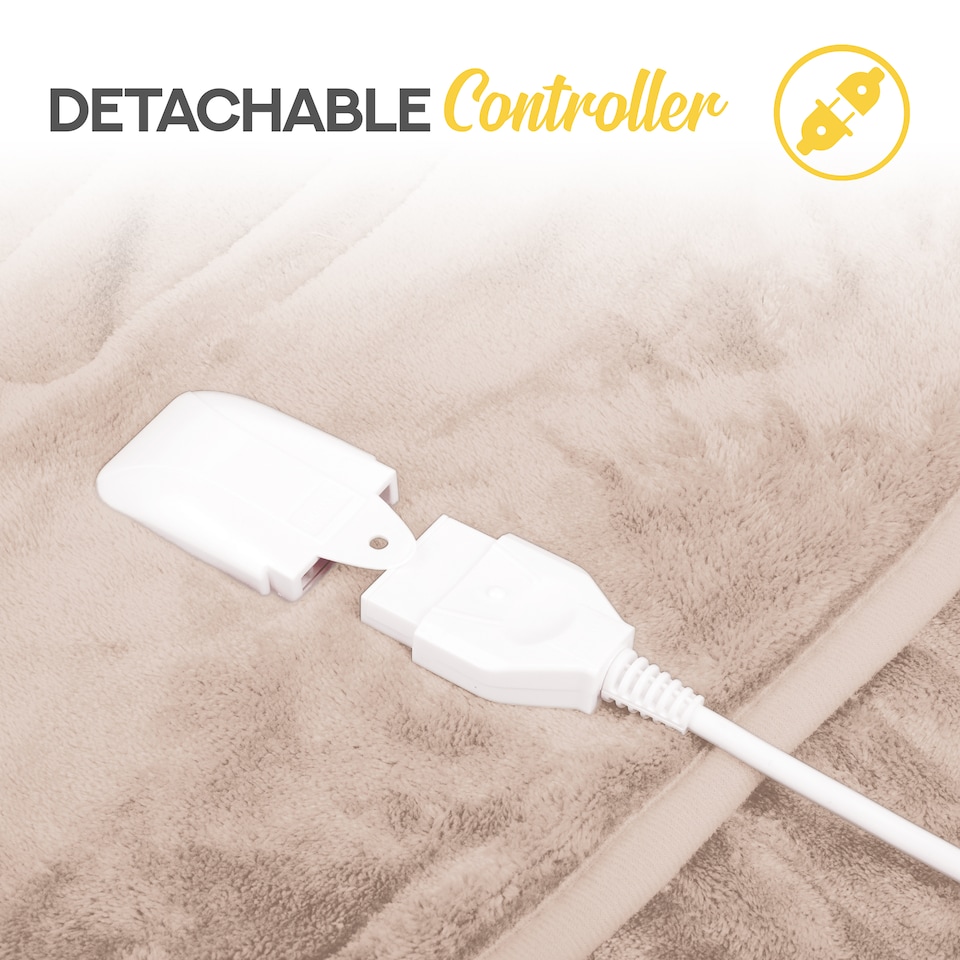 image 1 of Monhouse Heated Throw - Electric Blanket - Digital Controller - 9H Timer, 9 Heat Settings, Auto Shutoff - Single 130X160Cm | Cream | Beige Shearling | 1