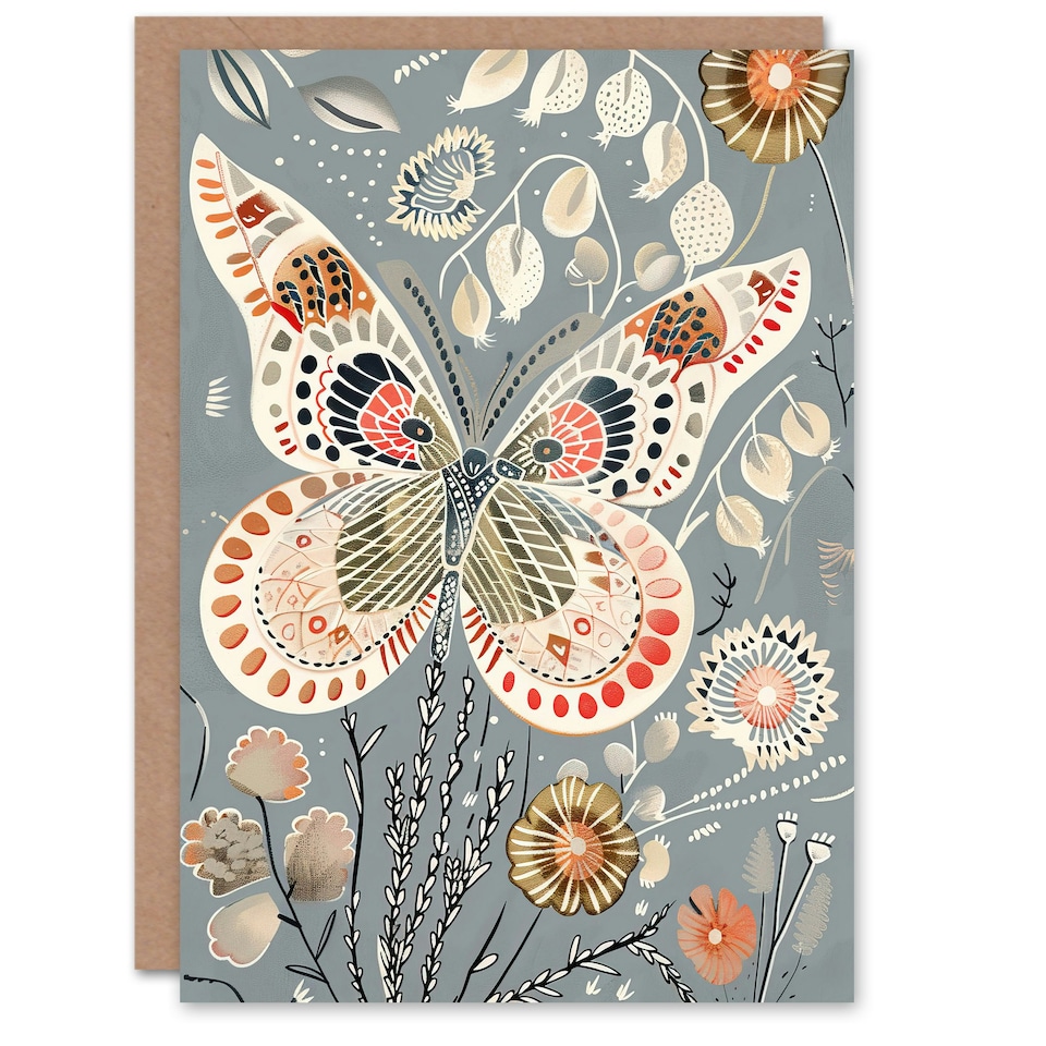 image 1 of Elegant Butterfly Wildflowers Floral Woman Her Birthday Card
