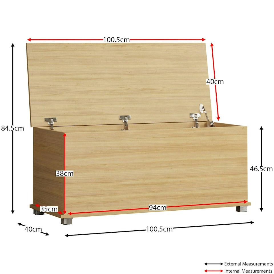 image 1 of Vida Designs Leon Storage Ottoman Bedroom Hallway Chest Bench, Pine N/A | Pine