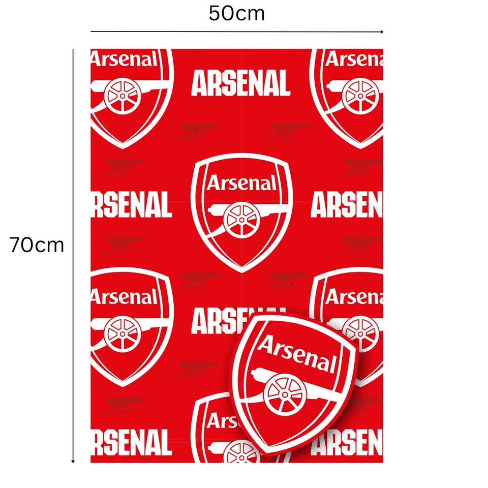 image 1 of Arsenal FC 2 Sheets & 2 Tags Gift Wrap
