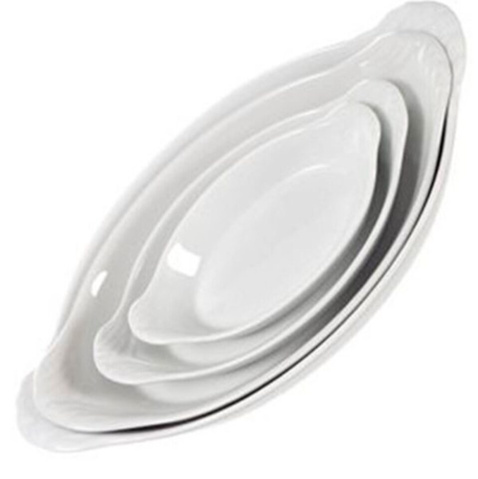 image 1 of Oval Eared Dishes: Apilco Fine White French Porcelain Dishes 25.5cm x 14cm