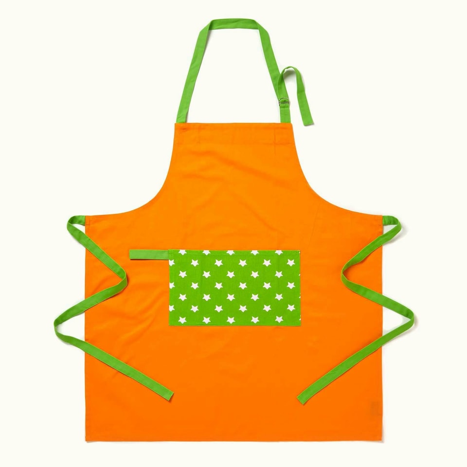 image 1 of Homescapes Orange and Green Stars Cotton Apron