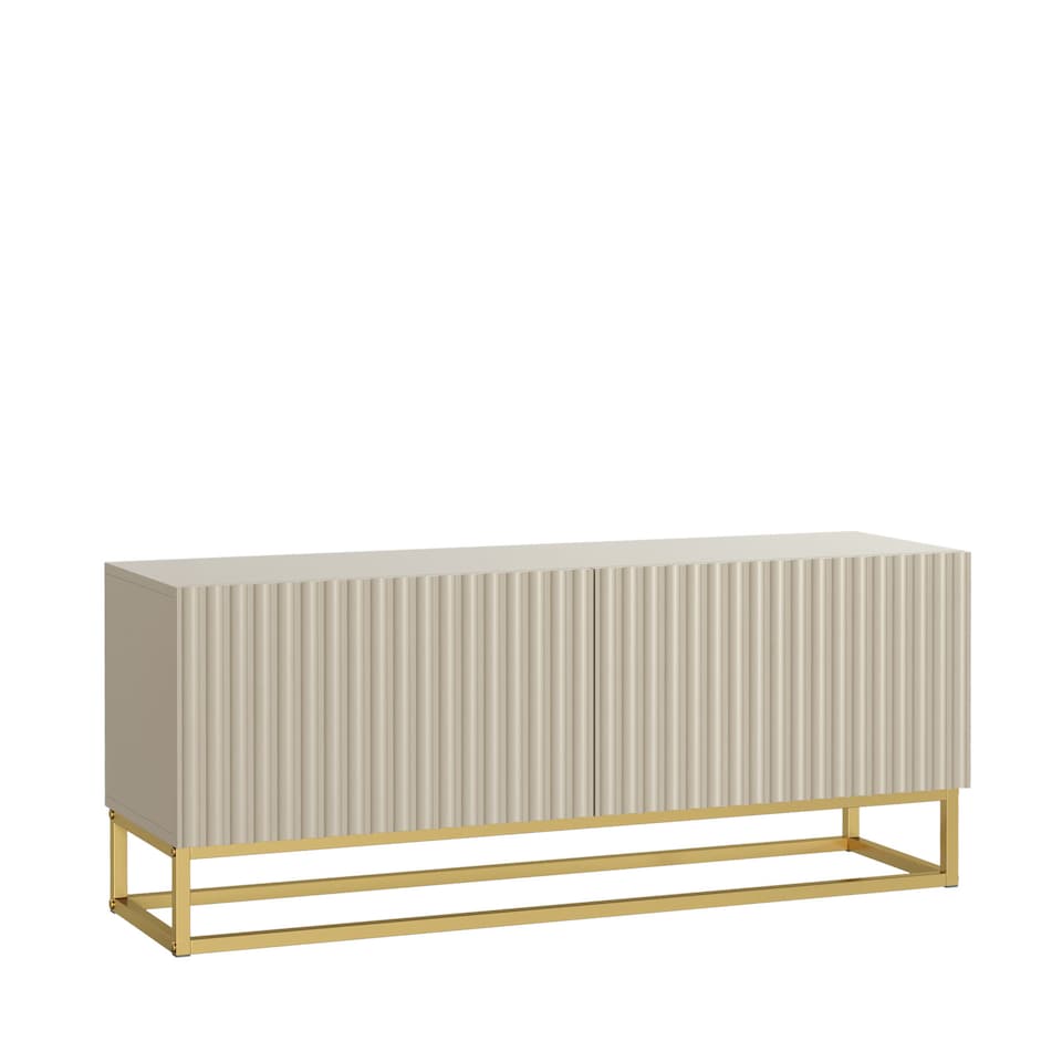 image 1 of TV Unit TV Stand Cashmere Gold Fluted Sideboard Media Console Storage Cabinet 100cm