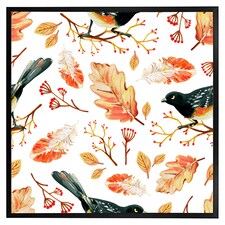 Birds & leaves in autumn (Picutre Frame) Black | S