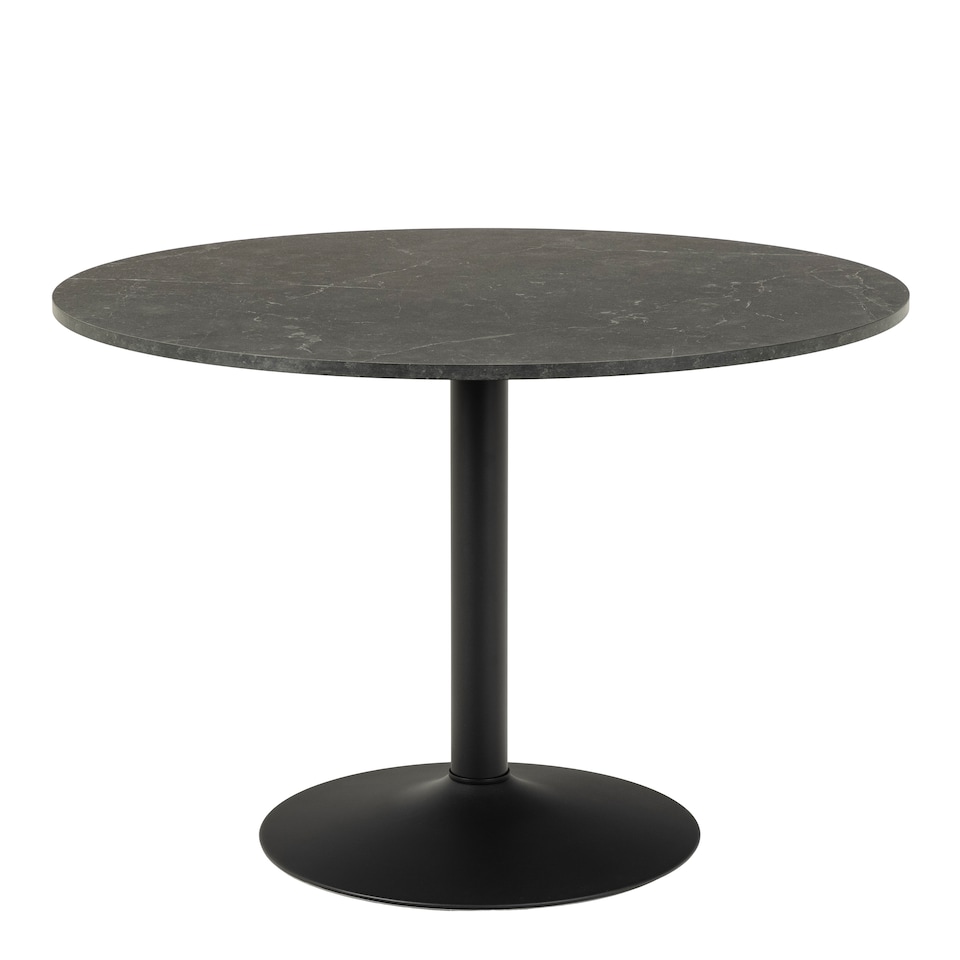 image 1 of Ibiza Round Dining Table with Black Top and Matt Black Base
