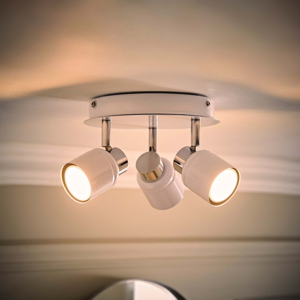 image 1 of ValueLights Benton White IP44 Round Adjustable Ceiling Light | White