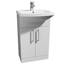 Bathroom 550mm Vanity Unit with Basin - White - (Innocent Trim) Brassware Not Included | White | White | 1