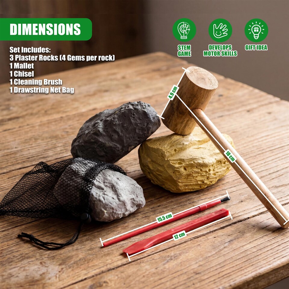 image 1 of The Magic Toy Shop Crystal Gems Digging Kit Science Toy 12 Gems