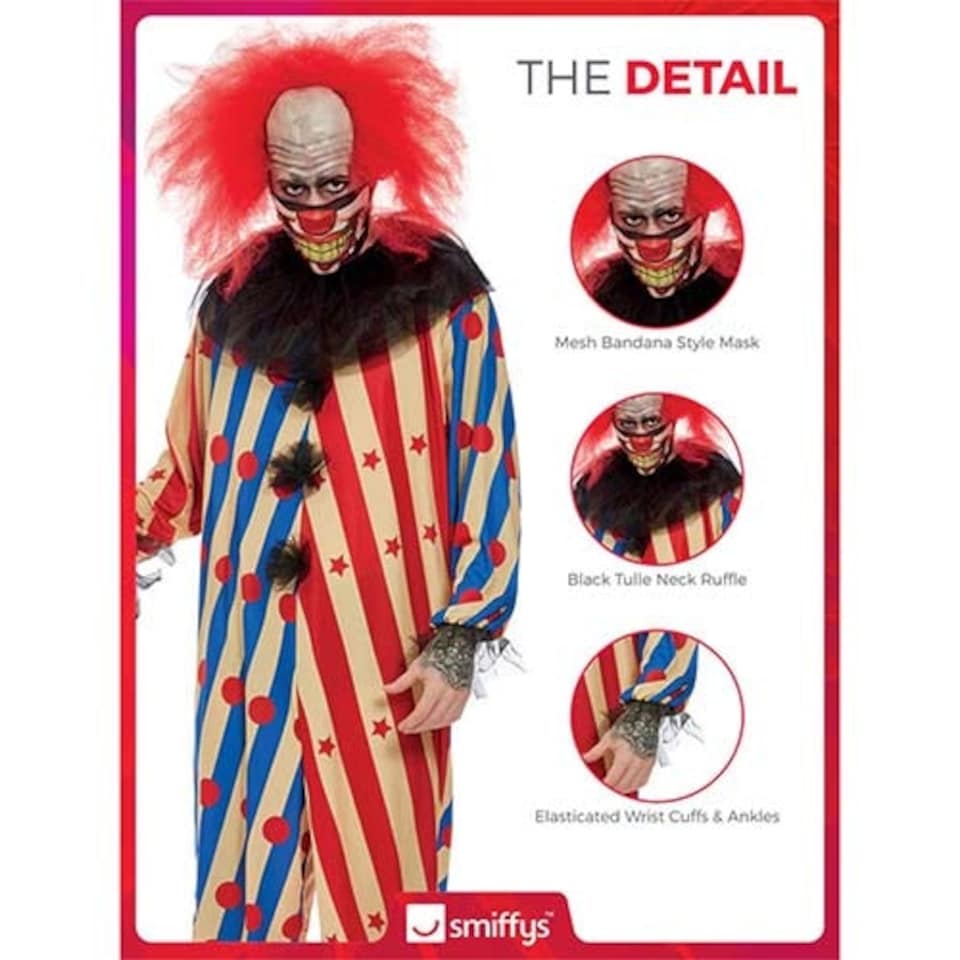 image 1 of Creepy Clown Fancy Dress Costume Adult Mens Large