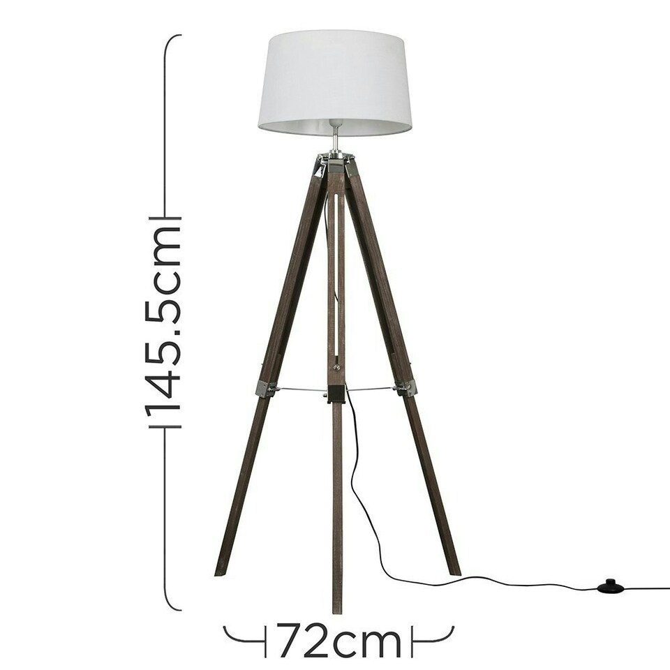 image 1 of ValueLights Clipper Painted Natural Floor Lamp with White Tapered Shade and LED Bulb