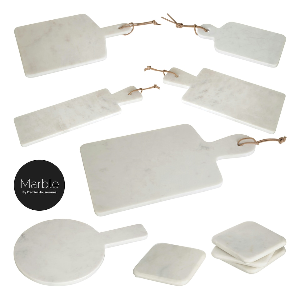 image 1 of Interiors by Premier Marble Rectangular Paddle Board with Tapered Handle, Elegant Marble Serving Board with Polished Finish