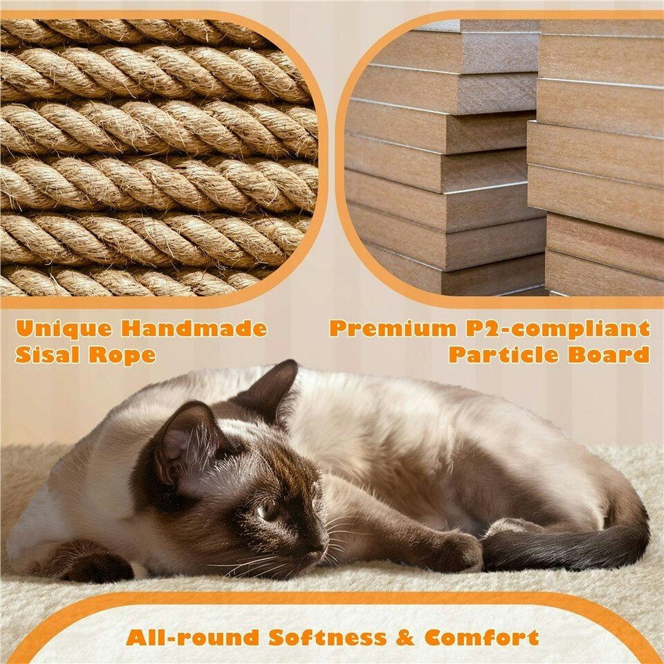 image 1 of Yaheetech 179 cm Tall Multi Level Cat Tree Kitten Condo Beige