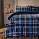 image 1 of OHS Ultra Soft Tartan Check Teddy Duvet Cover Set Blue | Navy | Super King