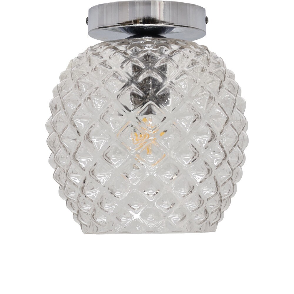First Choice Lighting Baine - Clear Textured Glass Chrome Ceiling Light Fitting