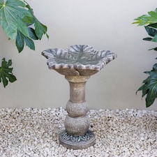 Primrose Eden Leaf Design Decorative Grey Garden Bird Bath Table 62cm