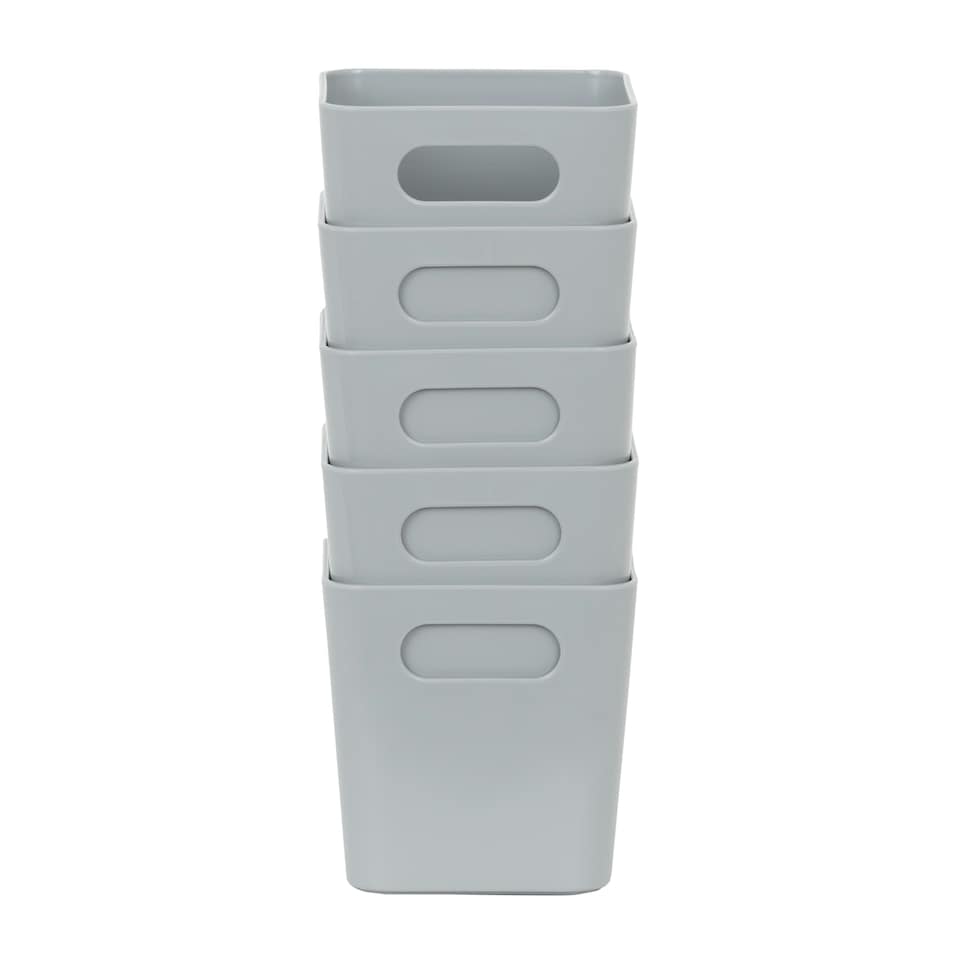 image 1 of Wham Studio 5 x 720ml Square Plastic Storage Baskets Grey