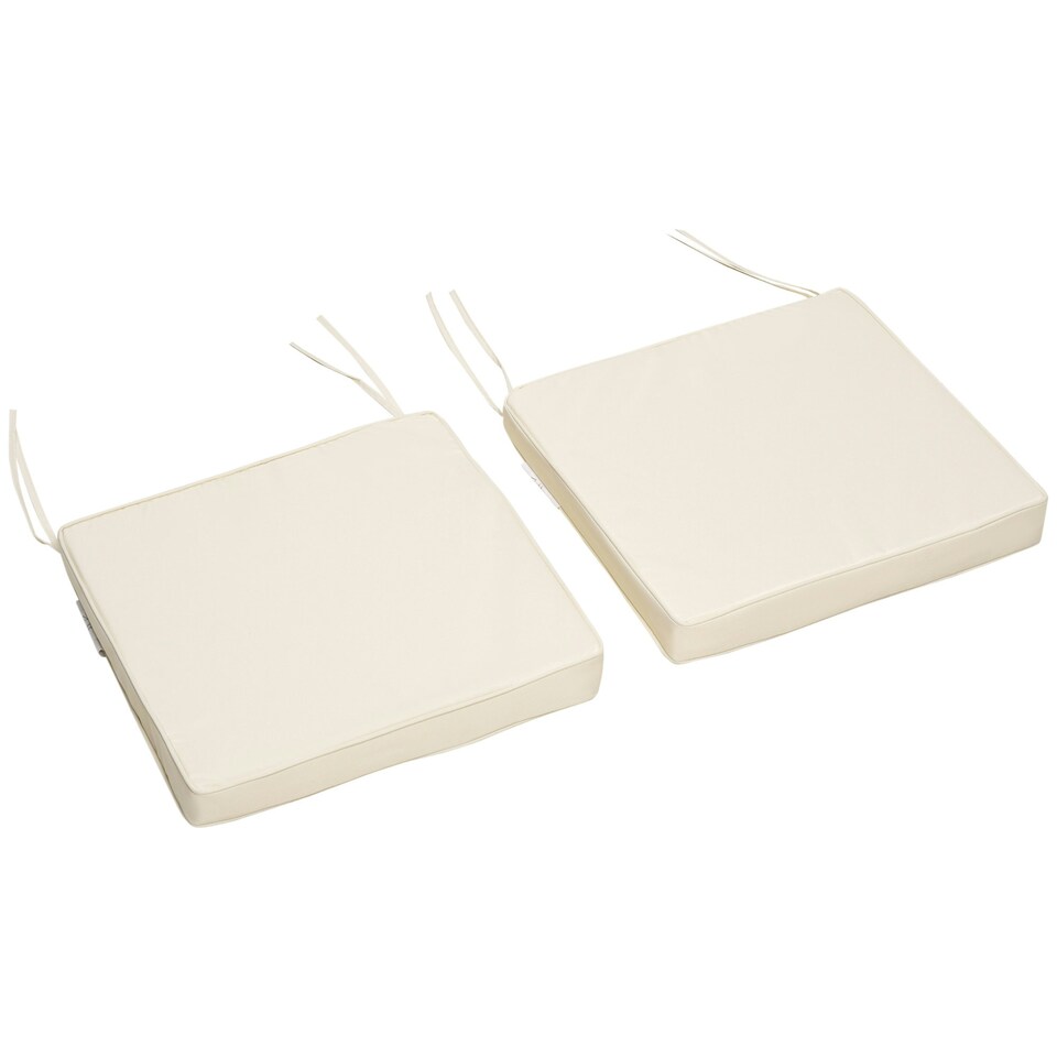 image 1 of Outsunny 45 x 45cm Replacement Garden Seat Cushion Pad with Ties, Cream White 