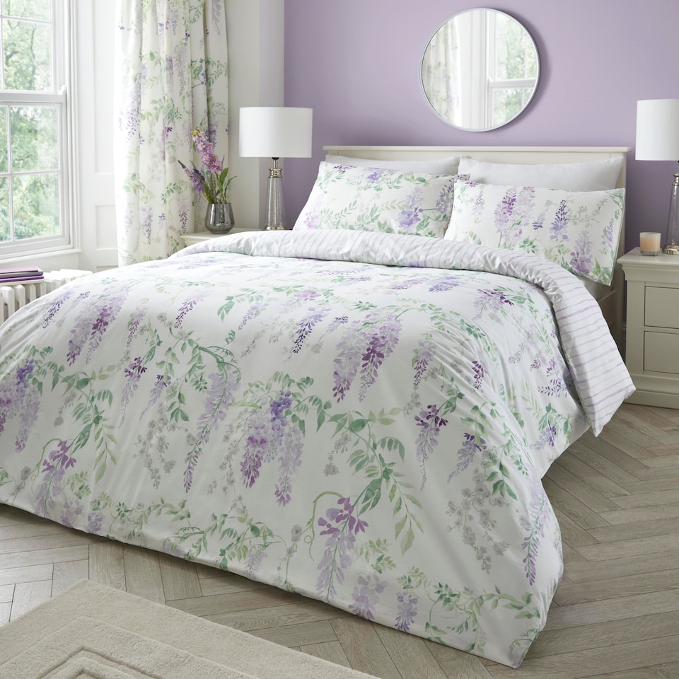 image 1 of D & D Wisteria Duvet Cover Set Lilac