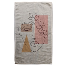 minimal line drawing of womans face Designer Bath Towel | Multi