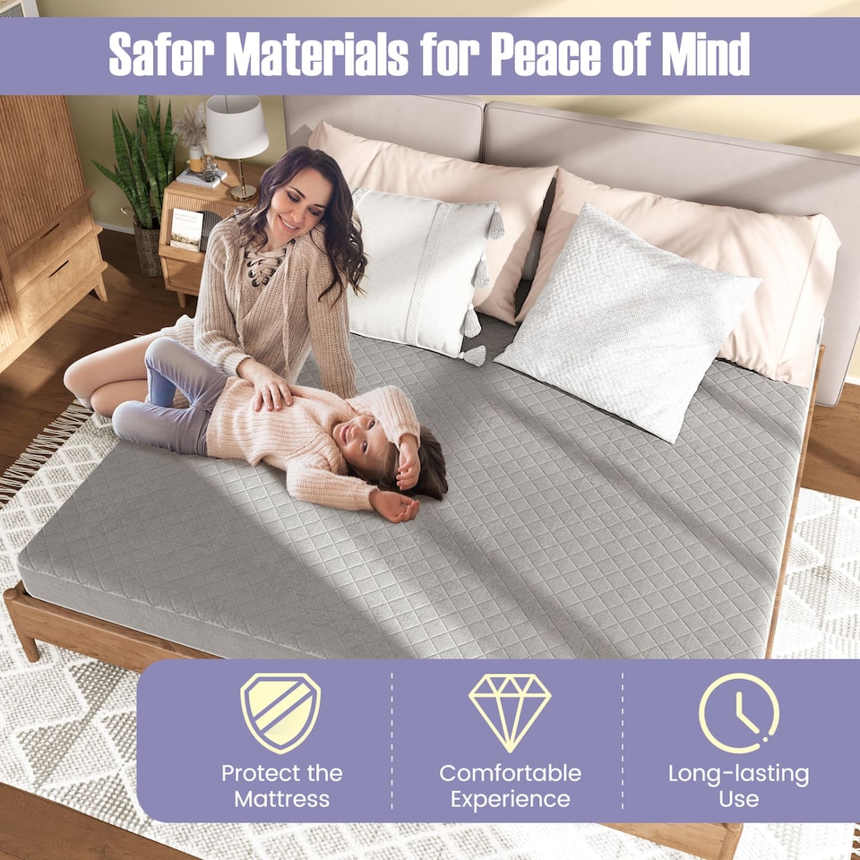image 1 of COSTWAY Super King Size Mattress Protector Super Soft Velvet Mattress Topper
