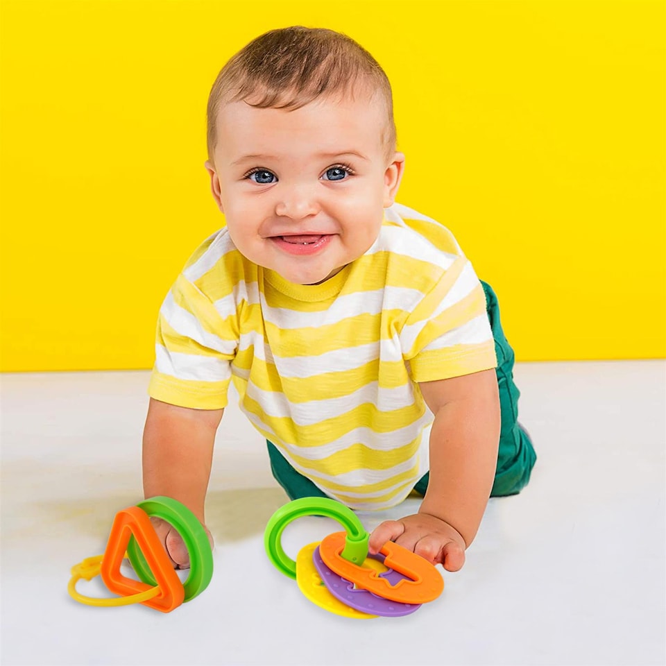 image 1 of The Magic Toy Shop Baby Rattles and Teethers 6 Piece Newborn Sensory Toys