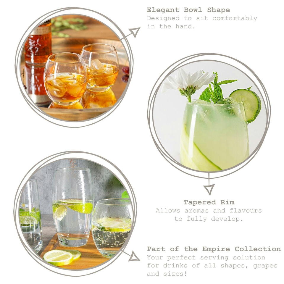 image 1 of LAV Empire Whiskey Glasses - 405ml - Clear - Pack of 6 Clear