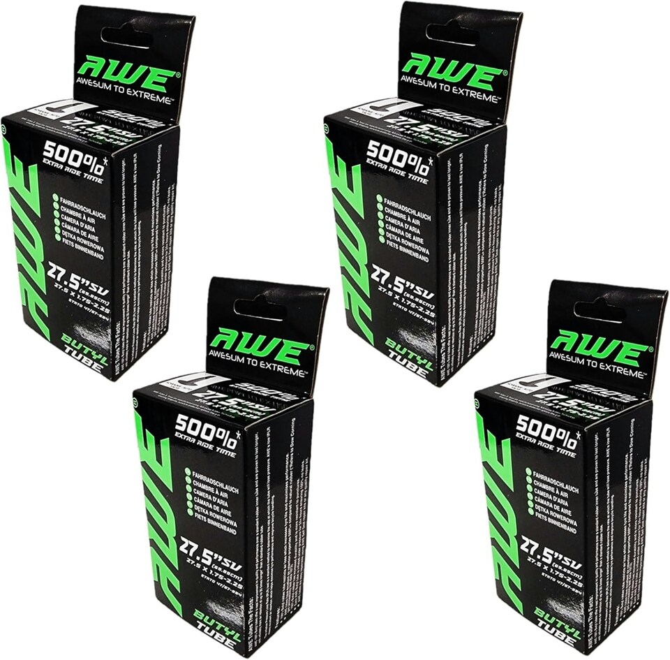 image 1 of AWE Set x 4 Butyl Rubber 27.5" MTB/E-Bike Inner Tube 27.5 x 1.75-2.125 Schrader Valve