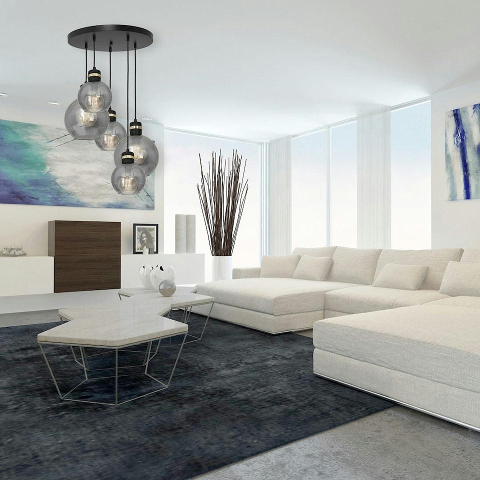 image 1 of Milagro Pendant Lamp Omega Black / Gold 5XE27 Circle