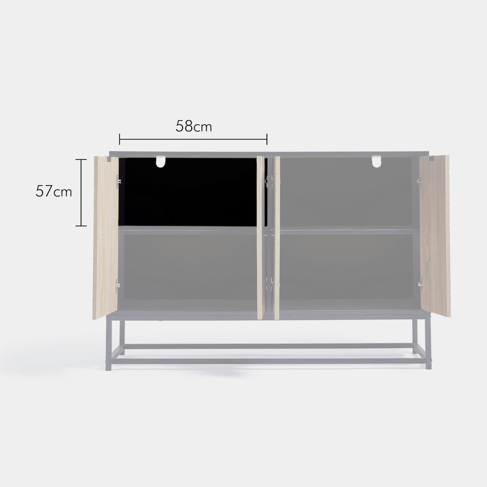 image 1 of VonHaus Industrial Sideboard Storage Cabinet, 4 Doors & 4 Shelves Black