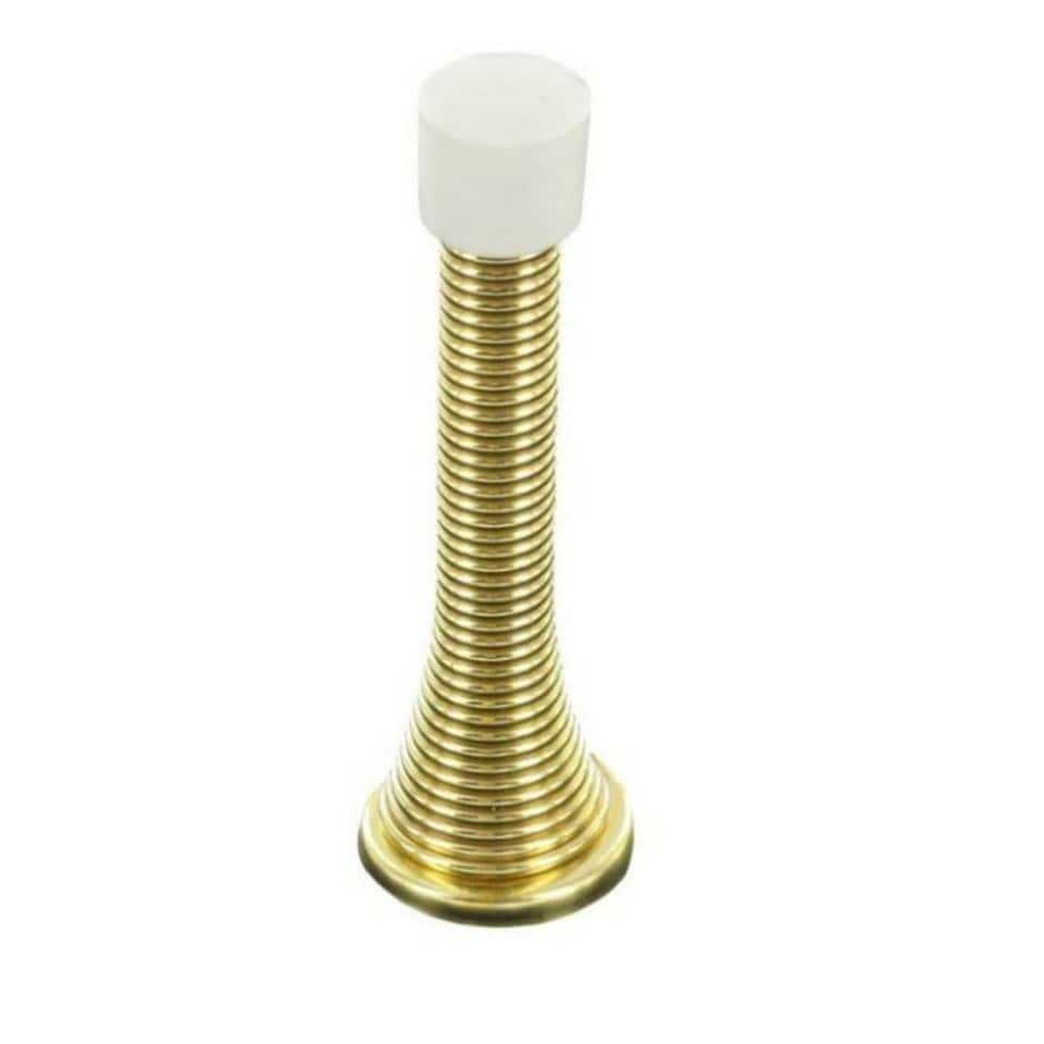 Securit Brass Plated Doorstop - Brass/White - 75mm
