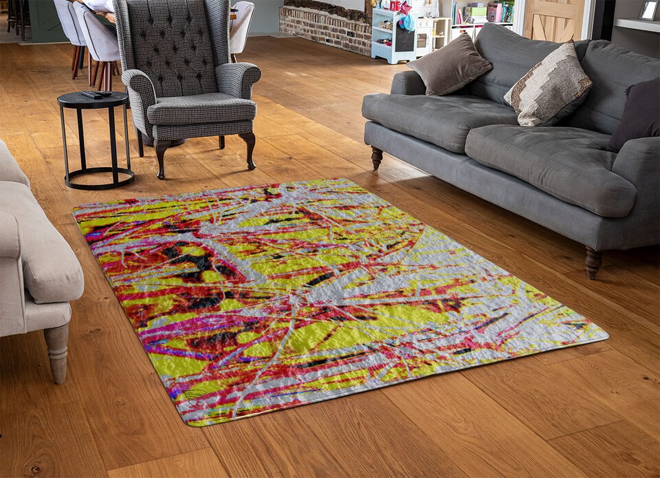 image 1 of River Thames And Red Branches Rug | Multi
