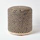image 1 of Homescapes Black and Cream Aztec Style Jute Footstool Beanbag Round - 45 x 40 cm | Black | 45 x 40 cm