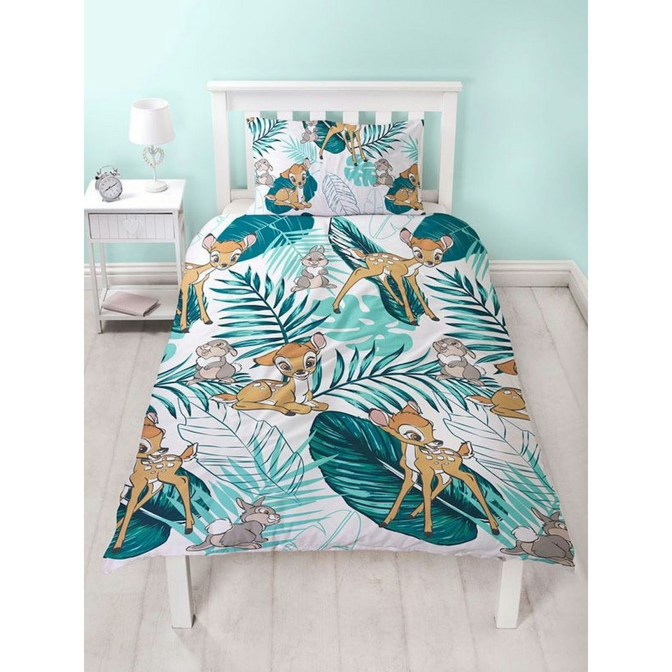 image 1 of Bambi Palm Leaf Duvet Cover Set - White/Green/Turquoise - Single White | Single