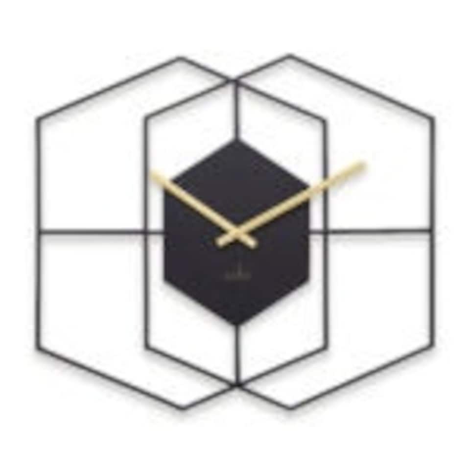image 1 of Acctim Addison Large Wall Clock Quartz Hexagonal Geometric Painted Metal Matt Black 55cm Black