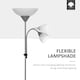 image 4 of HOMCOM LED Floor Lamp for Living Room, 180cm Tall Standing Lamp, Mother and Child Uplighter with Adjustable Gooseneck, Silver Tone