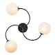 image 5 of Modern 3-Arm Matte Black Ceiling Light with Opal Swirl Glass Spherical Shades | Black