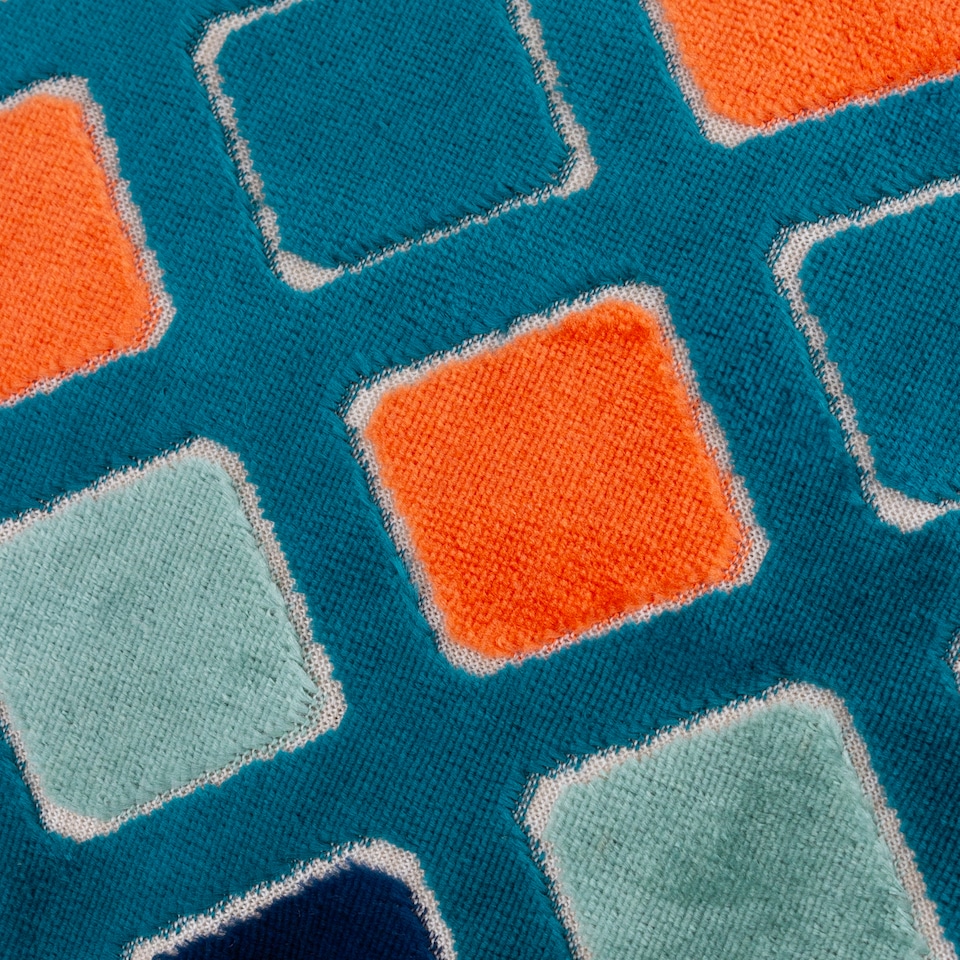 image 1 of Furn Metro Diamond Velvet Cushion | Multi | Multicolour