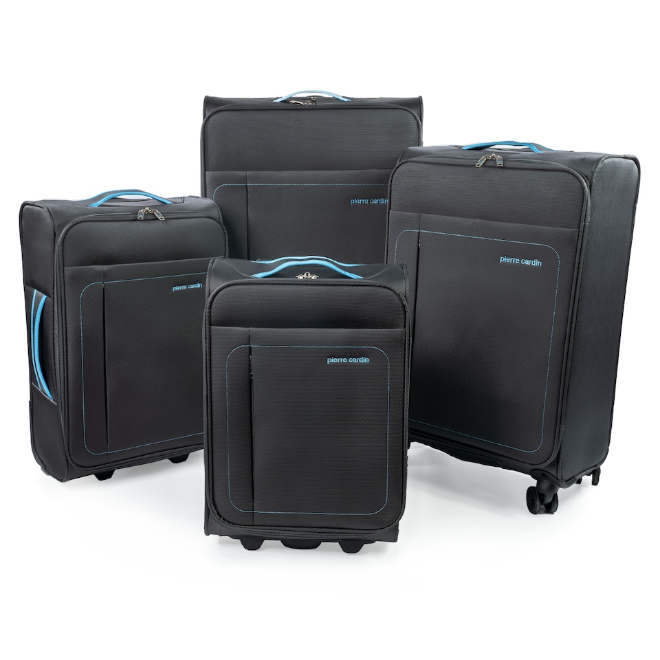 image 1 of Pierre Cardin CL614 Medium Soft Shell Travel Suitcase 4 Wheel Checked Luggage - Charcoal | Grey | Charcoal | Medium | 1