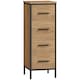 image 1 of HOMCOM Narrow Bathroom Storage Cabinet with 4 Drawers for Small Spaces, Oak Brown | Black