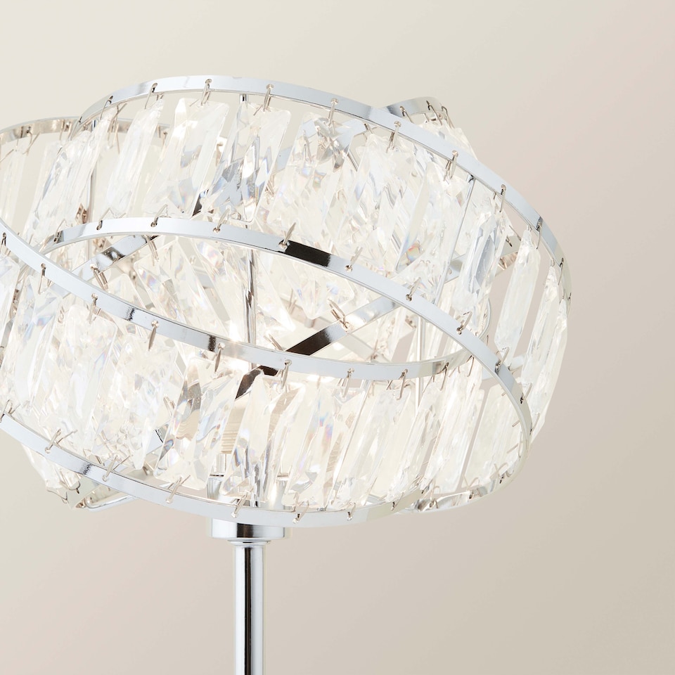 image 1 of ValueLights Polished Chrome And Clear Acrylic Jewel Intertwined Rings Design Table Lamp