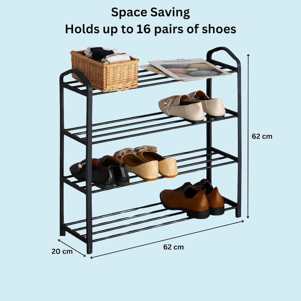 image 1 of 4 or 5 Tier Shoe Storage Rack Footwear Stand Shelf Hallway Entryway Organiser | Black