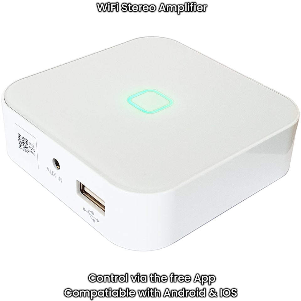 image 1 of 80W Mini WiFi Stereo Amplifier & 2x 60W White Wall Mounted Speaker Audio System