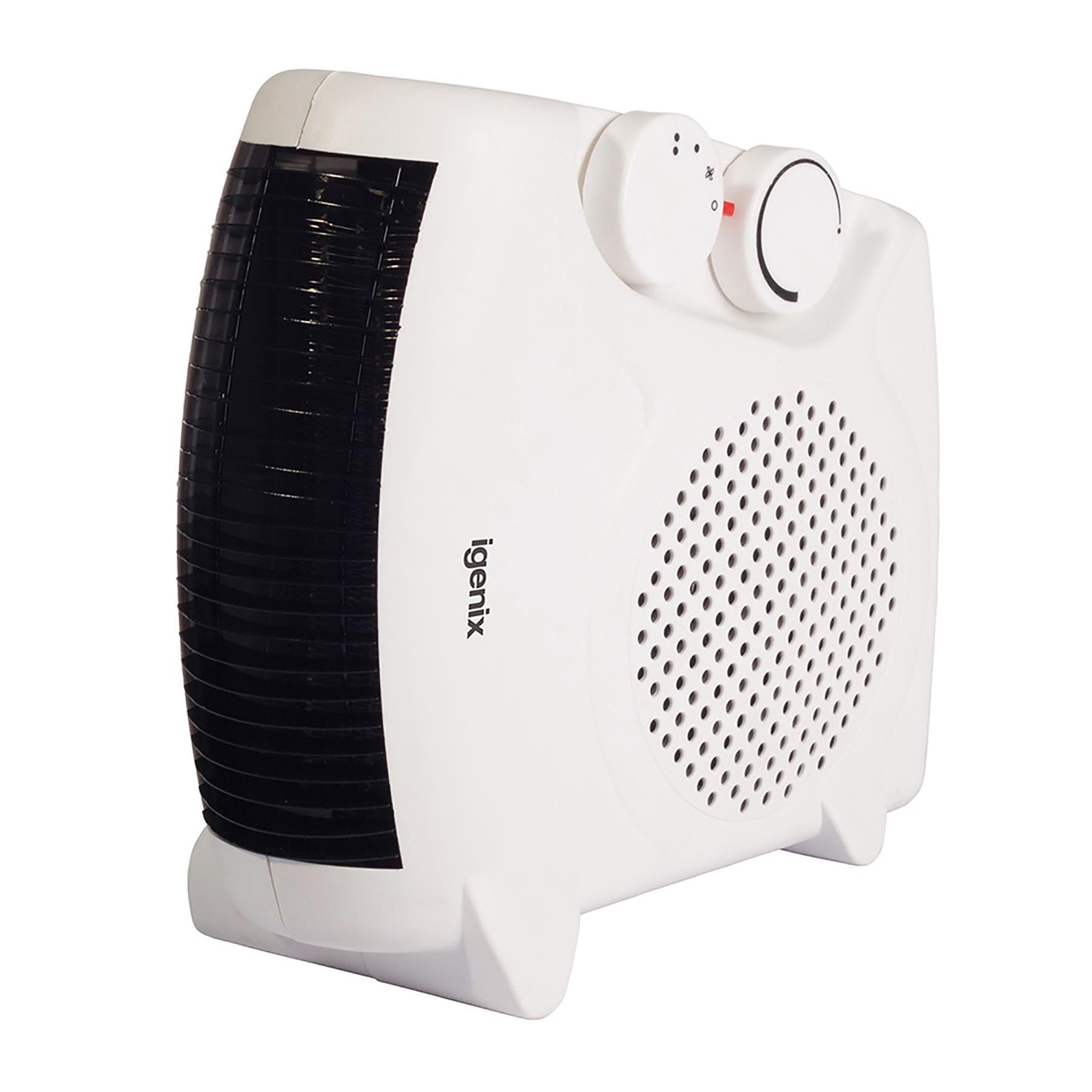 Igenix 2kW Upright & Flat Fan Heater, 2 Heat Settings, Adjustable Thermostat, Overheat Protection, Tip Over Switch, Power Indicator Light